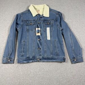Axel Brand Mens Sherpa Lined Denim Trucker Jacket Blue Medium Wash Small NEW